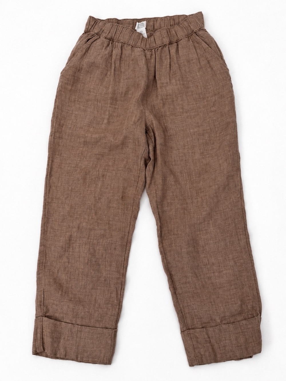 Sigrid Olsen Wide-Leg Linen Pants in Blush Brown